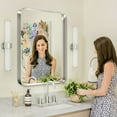 thumbnail image 1 of 42"x32" Aluminum Alloy Wall Mount Rounded Corner Rectangular Mirror,Silver, 1 of 4