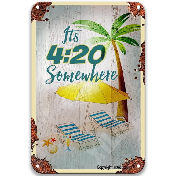 Its 420 Beach Somewhere Metal Sign Farmhouse Wall Decor For Living Room Country Decor For Kitchen Decorations For Home Metal 12X8 Inch Sign Wall Decor Metal Tin Sign