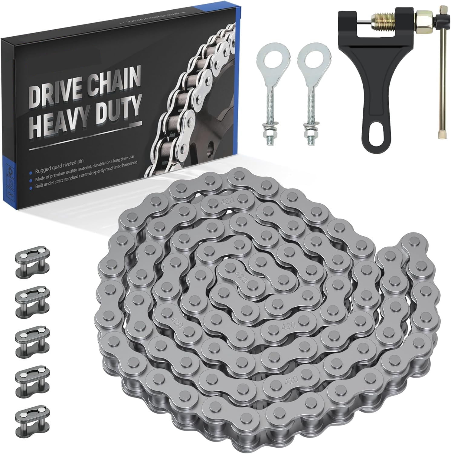 coleman 200 mini bike chain 420 x 102 Links Drive with Master Link - RB200 deserving your trust. SHZAITOR Rear Drive Chain, High-Strength