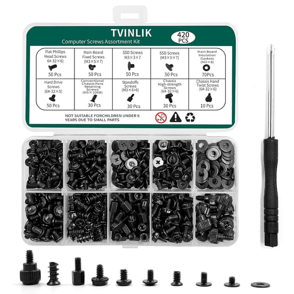 420 Computer Screw Kit, Motherboard Standoff Mixed Screws Suitable for Case, Hard Drive, --, Laptop, Fans, -- for Building Maintenance