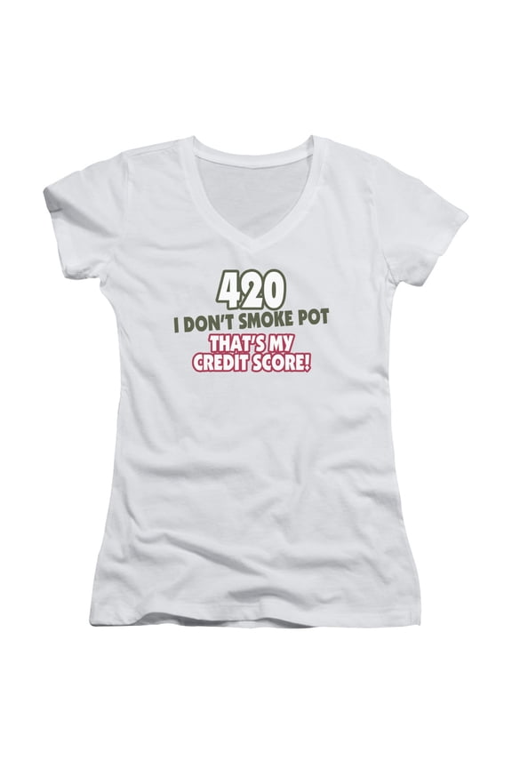 - 420 Credit Score - Juniors Cap Sleeve V-Neck Shirt - XX-Large