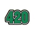 thumbnail image 1 of "420" PATCH - White Border in Green "420" Art By Matt Stewart Embroidered Artwork Iron-On / Sew-On PATCH - 3.5" x 2.125", 1 of 1