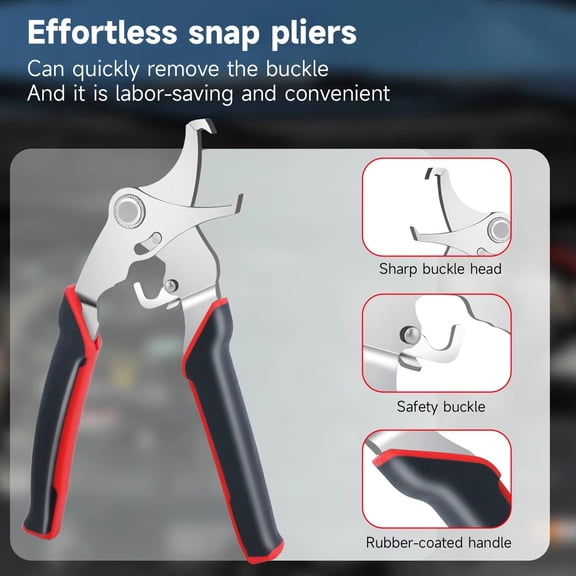 420 Stainless Steel Car Clip Pliers, Heavy Duty Spring-Loaded Fastener Remover, Professional Auto Trim Disassembly Tool for Door Panels & Dashboards, 1PCS