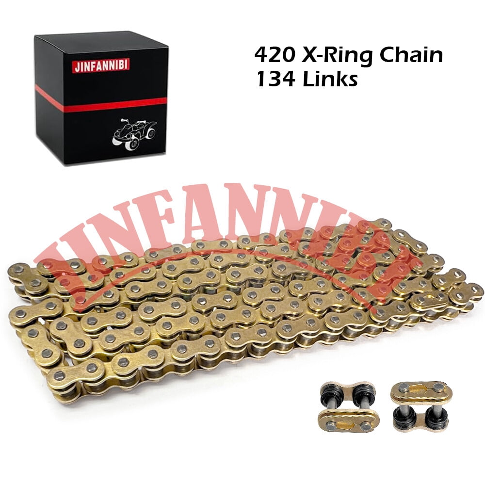 420 X-Ring Chain 134 Links with Connecting Master Link for Go-Kart ATV/UTV Golf Carts Snowmobiles Small Lawn Mowers Off-Road