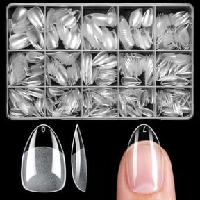 420 count Short Almond Tips Clear Press Nails Short Nails Tips Almond Tips Full Cover Soft Gel Tips False Nails Artificial Fingernail for Gel Extensions