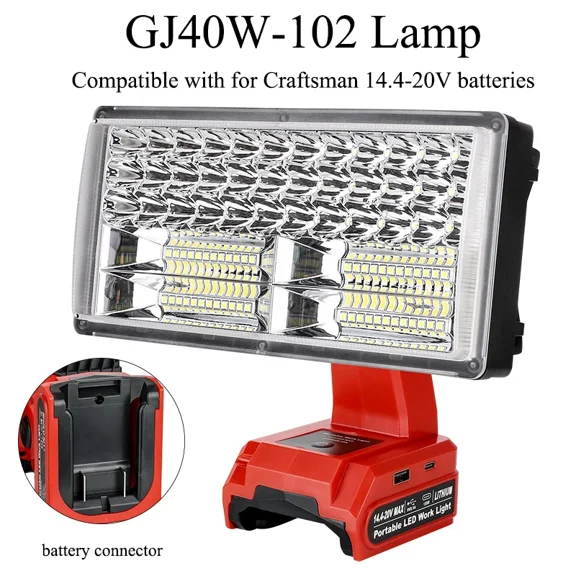 4200 Lumens Portable Floodlight for Crafts*man 20V Batteries with USB Port