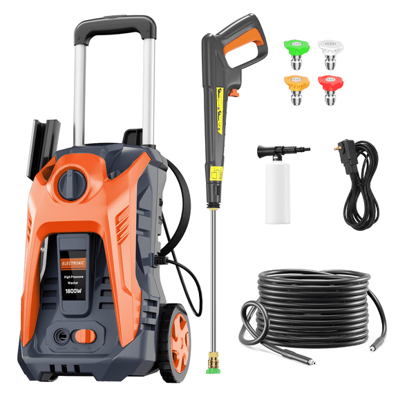 4200 PSI 2.0 GPM Portable Electric Pressure Washer for Home Outdoor,Built-in 500ml Foam Gun,Wheel Base,Quick Nozzles & Soap Dispenser to Wash Driveway Garden Vehicle