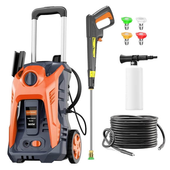 5350PSI MAX 2.0 GPM Portable Electric Pressure Washer for Home Outdoor,Built-in 500ml Foam Gun,Wheel Base,Quick Nozzles & Soap Dispenser to Wash Driveway Garden Vehicle