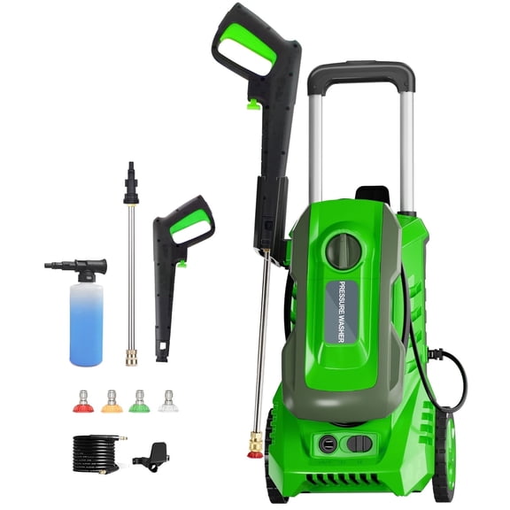 4200 PSI 2.5 GPM All-Purpose Electric Pressure Washer, Home Cleaning Washer with 25FT Hose, Quick Assembly Design and Nozzle Set for Motorcycle, Deck, Yard, Stair, Wall, Pool, Boat cleaning