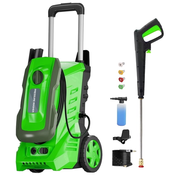 4200 PSI 2.5 GPM All-Purpose Electric Pressure Washer, Home & Outdoor Cleaning Washer with Quick Assembly Design and Nozzle Tips Set for Motorcycle, Deck, Yard, Stair, Wall, Sidewalk, Pool cleaning