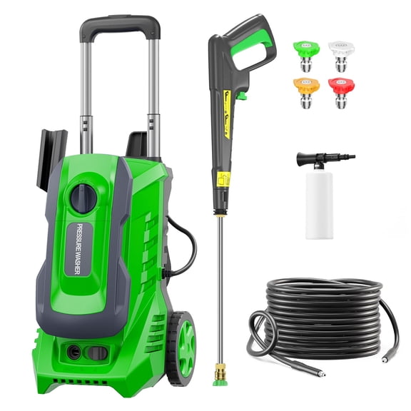 4200 PSI 2.5 GPM Electric Power Washer, Home & Outdoor Pressure Washer with 25FT Hose, Rolling Wheel Design and Detergent Dispenser for Car, RV, Camper, Trailer, Boat, Motorcycle, Tractor cleaning