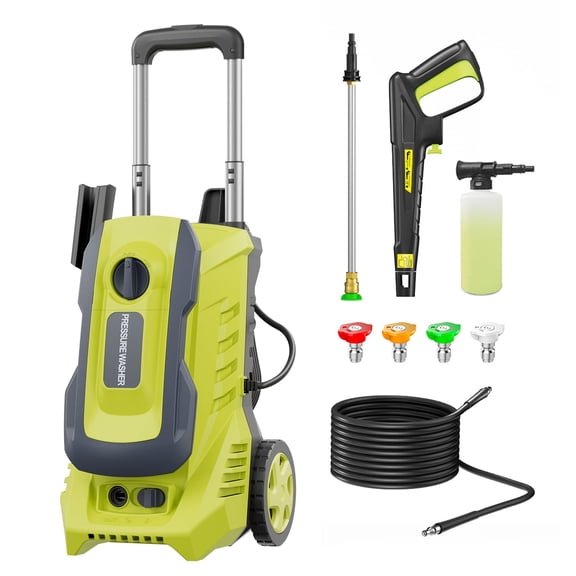 4200 PSI 2.5 GPM Household Electric Pressure Washer, Jet Cleaner Featuring 25FTHose, Foam Cannon and Full Daily Protection Design for Windows, Balcony, Pavement, Fence, Wall, Pool, Boat Cleaning
