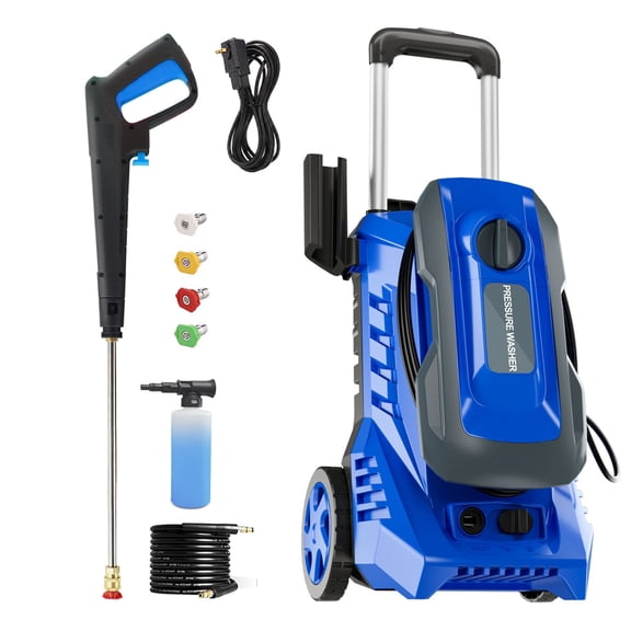 4200 PSI 2.5 GPM Multifunctional Outdoor Electric Pressure Washer,500ml Foam Cannon,Extended Wand,Full Foam Kit & Overheat Protection for Patio Fence Garden Deep Wash