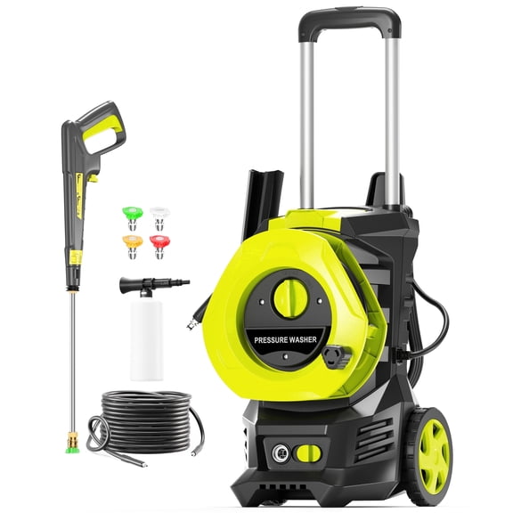5350PSI 2.5 GPM NEW Electric Pressure Washer, Multi-Purpose Jet Cleaning Machine Featuring 25FT Hose, Complete Accessory Kit for Pool, Patio, Shed, Pond, Fence, Driveway, Gate, Yard cleaning