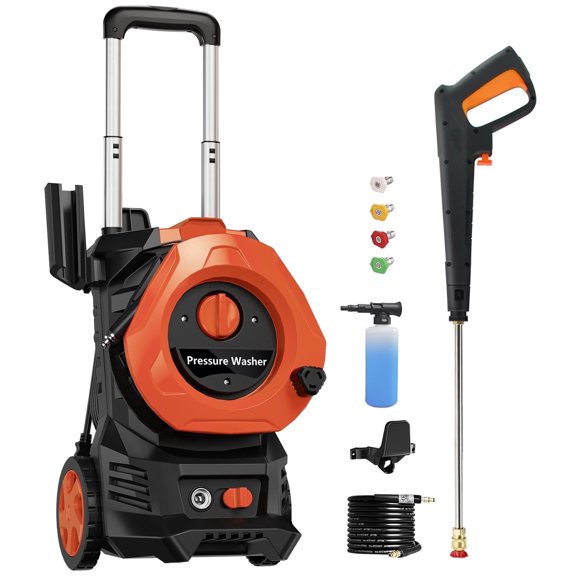 4200 PSI 2.5 GPM NEW Pressure Washer, Jet Cleaning Machine Featuring 25FT Hose, Ergonomic Spray Wand and Complete Accessory Kit for Pool, Fence, Driveway, Gate, Patio, Shed, Pond, Yard cleaning