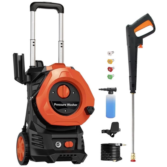 4200 PSI 2.5 GPM NEW Pressure Washer, Jet Cleaning Machine Featuring 25FT Hose, Ergonomic Spray Wand and Complete Accessory Kit for Pool, Fence, Driveway, Gate, Patio, Shed, Pond, Yard cleaning