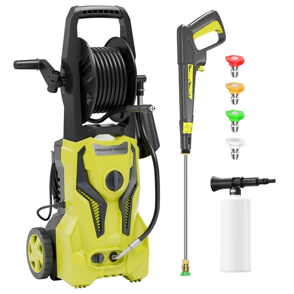 4200 PSI 2.5 GPM Portable Electric Power Washer, 25FT Hose, Spray Wand, Foam Sprayer Kit and Overheat Protection System for Tractor, Balcony, Wall, Pool Camper, Pavement, Fence, Boat Cleaning
