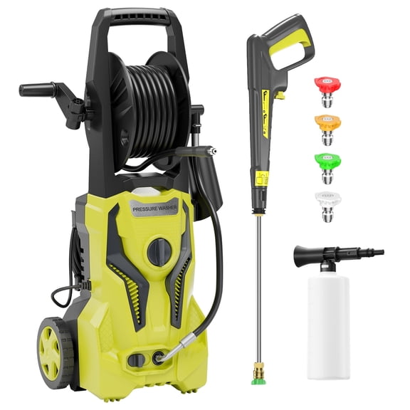 4200 PSI 2.5 GPM Portable Electric Power Washer, 25FT Hose, Spray Wand, Foam Sprayer Kit and Overheat Protection System for Tractor, Balcony, Wall, Pool  Camper, Pavement, Fence, Boat Cleaning