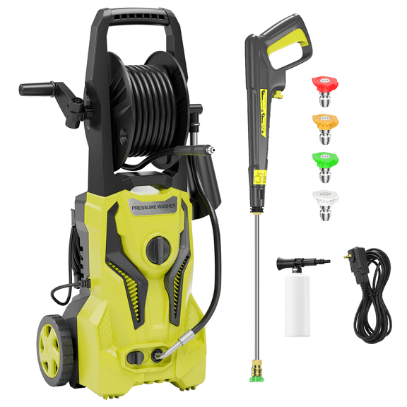 4200 PSI 2.5 GPM Portable Electric Power Washer, 25FT Hose, Spray Wand, Foam Sprayer Kit and Overheat Protection System for Tractor, Balcony, Wall, Pool  Camper, Pavement, Fence, Boat Cleaning