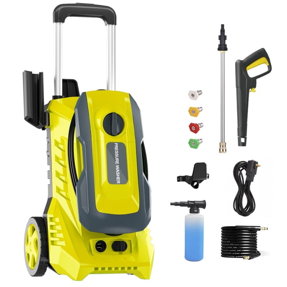 4200 PSI 2.5 GPM Portable Electric Power Washer, Home & Outdoor Pressure Washer with 25FT High Pressure Hose and Quick Connect Nozzles for Yard, Balcony, Fence, Brick, Wall, Pool, Boat Cleaning
