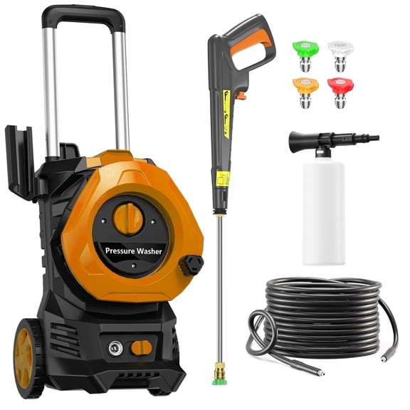 4200 PSI 2.5 GPM Pressure Washer, Jet Cleaning Machine Featuring 25FT Durable Hose, Ergonomic Spray Wand and Complete Accessory Kit for Pool, Fence, Driveway, Gate, Patio, Shed, Pond, Yard cleaning