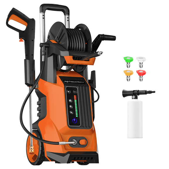 Washer with Smart Control and 15 Levels of Adjustment, 4500PSI 2.8GPM Electric Pressure Washer and Kink Resistant Hose for driveway,fence,car wash,home,outdoor,sidewalk,window,porch