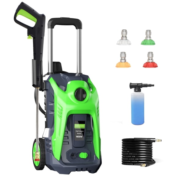 4200 PSI 2 GPM Portable Electric Power Washer, Extended Spray Wand, Foam Sprayer Kit and Overheat Protection System for Car, Window, Fence, Patio, Driveway, Roof, Garage Cleaning