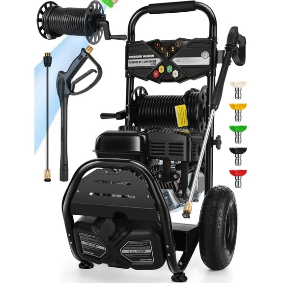 4200 PSI Gas Pressure Washer,4.0 GPM Commercial Power Washer Gas Power Washer Gas Powered Washing Machine, Cold Water, Spray Gun and Wand, 5 Nozzle Set, for Cars/Fences/Driveways/Homes