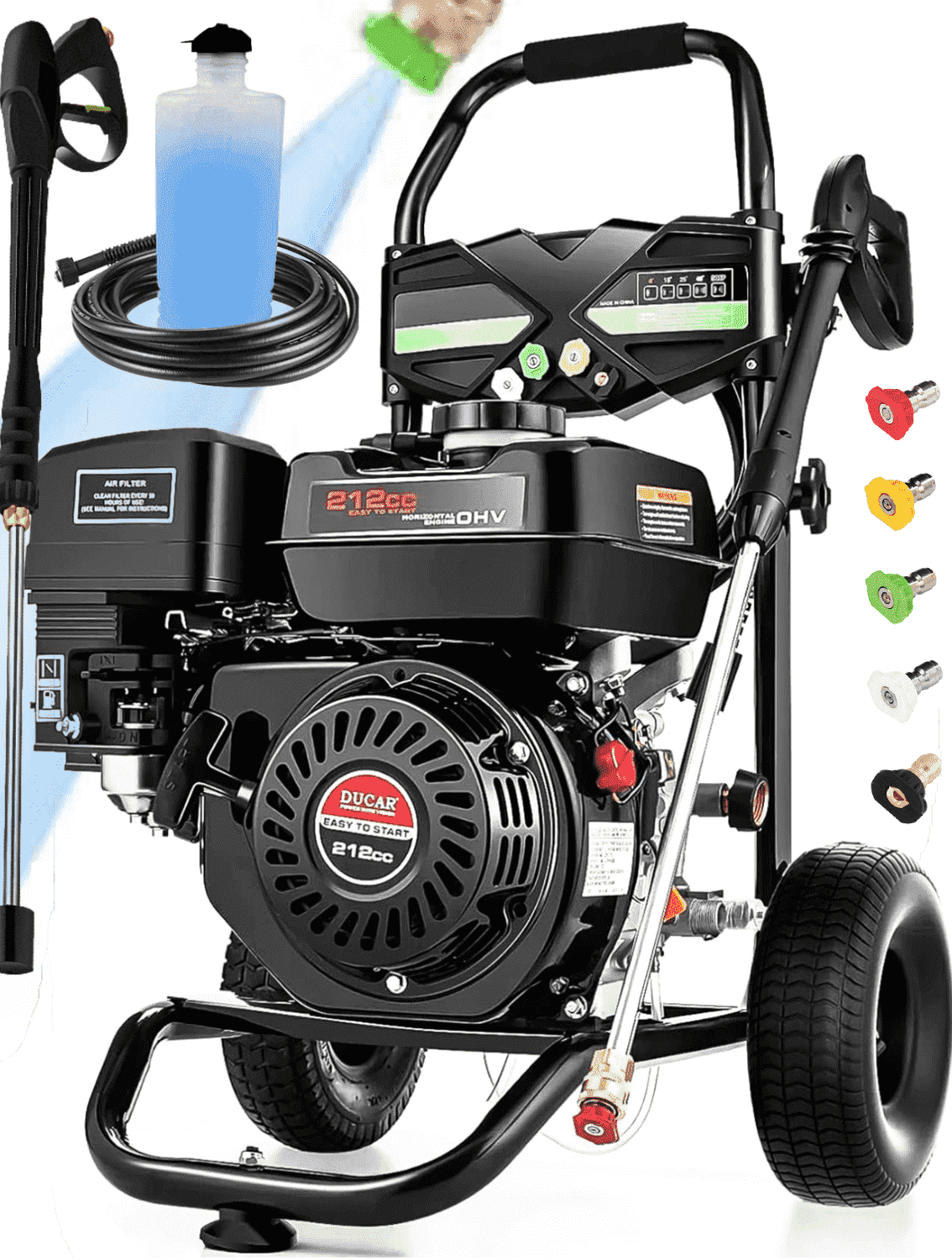 4200 PSI Gas Pressure Washer,4.0 GPM Gas Power Washer 212CC Gas Powered Washing Machine Commercial Power Washer, Cold Water, Spray Gun and Wand, 5 Nozzle Set, for Cars/Fences/Driveways/Homes