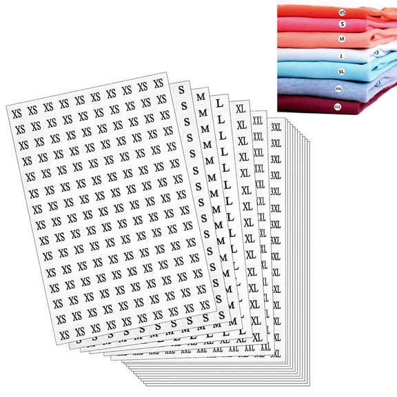4200 Pcs Clothing Size Round Stickers,Tutuviw 0.6in Labels Sticker,7 Sizes Adhesive Apparel Circle Size Labels,Includes Small Medium Large (XS/S/M/L/XL/XXL/XXXL, White)