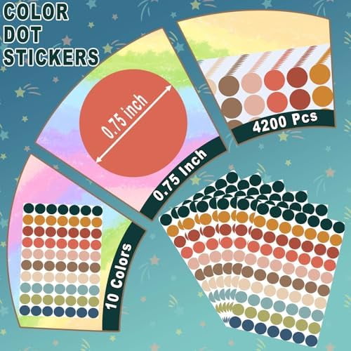 4200 Pcs Colored Dot Stickers, 3/4 inch Morandi Color Coding Labels, Circle Stickers Labels Sticky Dots Sticker for Toddlers, Organization in Office, Classroom, Home Teaching Events, Garage Sales Etc