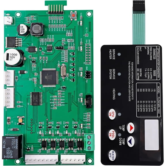 42002-0007S Control Board Kit Compatible with Pentair MasterTemp 400/300/250/200 & Sta-Rite Max-E-Therm SR400/SR333/SR200 Pool & Spa Heaters, Replaces 461105 with 472610Z Switch Pad