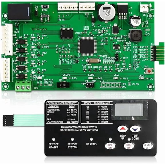 42002-0007S Control Board Kit Compatible with Pentair MasterTemp 400/300/250/200 & Sta-Rite Max-E-Therm SR400/SR333/SR200 Pool & Spa Heaters, Replaces 461105 with 472610Z Switch Pad