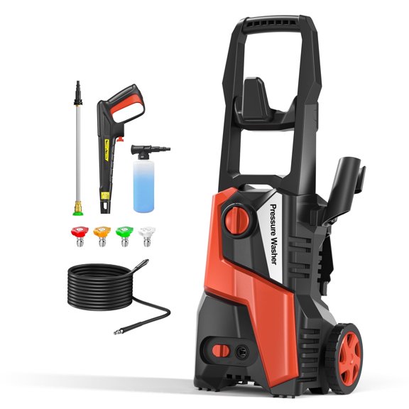 4200PSI 2.5GPM All-Purpose Electric Pressure Washer, Home & Outdoor Cleaning Washer with Quick Assembly Design and Nozzle Tips Set for Motorcycle, Deck, Yard, Stair, Wall, Sidewalk, Boat Cleaning