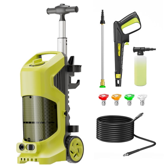 4200PSI 2.5GPM Efficiency Electric Pressure Washer, Household Jet Cleaner Comes with 25FT Hose, Foam Bottle for Deck, Yard, Fence, Wall, Stair, Balcony, Gazebo, Pavement cleaning