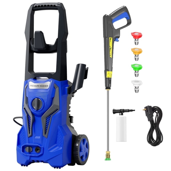 4200PSI 2.5GPM Electric Pressure Washer, Multi-Surface Cleaning, Efficient Grime Removal, with 4 Adjustable Nozzle, 500ML Soap Bottle, Total Stop System for Car Wash, Driveway, Yard, Home Cleaning