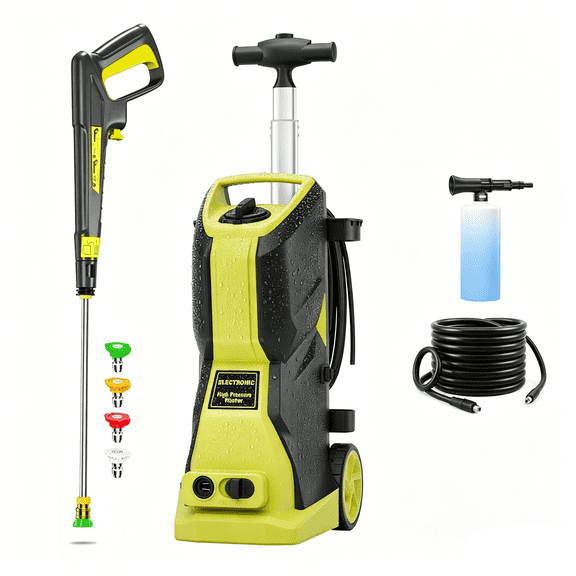4200PSI 3.1GPM Home Electric Pressure Washer, 500ml Foam Cannon, Full Nozzle Set and Soap Tank for Home, Fence, Steps, Garden, Yard, Pool, RV, Windows, Porch cleaning