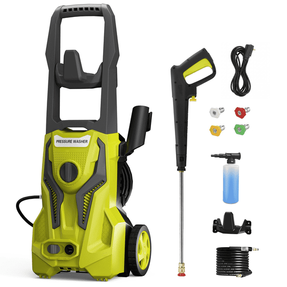 4200PSI 2.5GPM Home Electric Pressure Washer, Portable Power Jet Cleaner Equipped with 25FT Reinforced High Pressure Hose, and Soap Tank for fence,outdoor,driveway,home,car wash,siding,concrete,shed