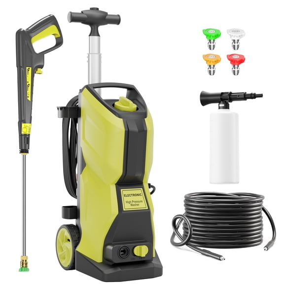 4200PSI 3.1GPM Home Electric Pressure Washer, Portable Power Jet Cleaner Equipped with Full Nozzle Set, 500ml Foam Cannon, and Soap Tank for Home, Fence, Yard, Pool, RV, Windows, Porch cleaning