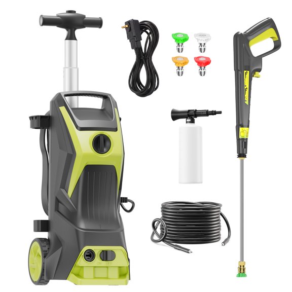 4200PSI 2.5GPM Home Electric Pressure Washer, Portable Power Jet Cleaner Equipped with Full Nozzle Set and Soap Tank for Home, Fence, Garden, Yard, Pool, RV, Windows, Steps, Porch cleaning