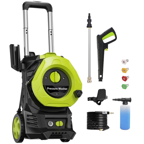 4200PSI 2.5GPM Portable Electric Power Washer, Multi-Functional Home Cleaning Machine Built with 25FT Hose, Wand and Foam Sprayer Kit for Deck, Yard, Fence, Wall, Stair, Balcony, Gazebo cleaning