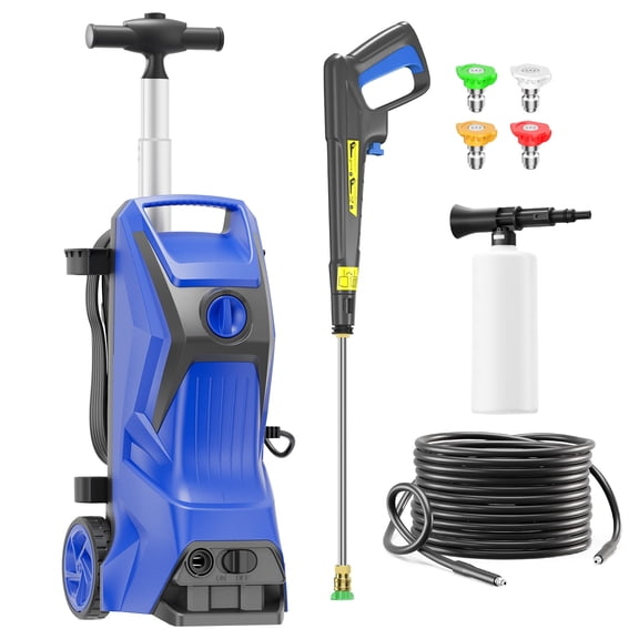 4200PSI 3.7GPM Pressure Washer, Full Nozzle Set, Foam Cannon and Soap Tank for Motorcycle, Deck, Yard, Stair, Wall, Sidewalk, Pool, Boat Cleaning