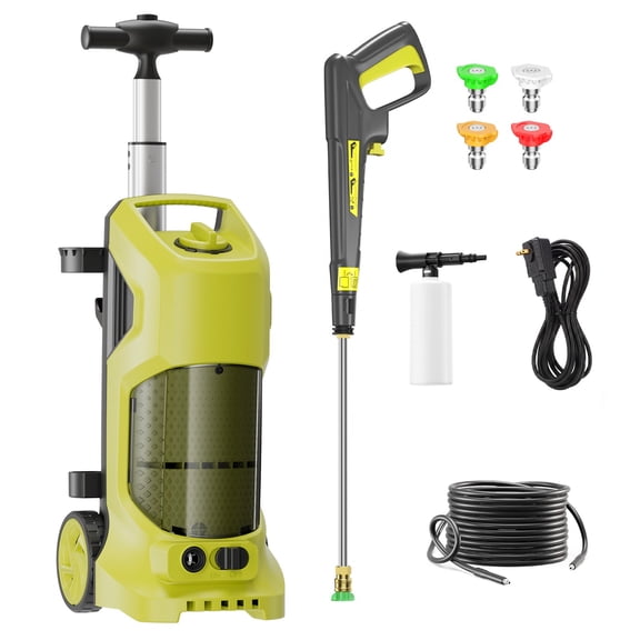 4200PSI 2.5GPM Pressure Washer, Outdoor Cleaning Washer with 500ml Foam Cannon, Quick Assembly Design and Full Nozzle Tips Set for Home, Fence, Garden, Yard, Pool, Windows, Steps, Porch cleaning