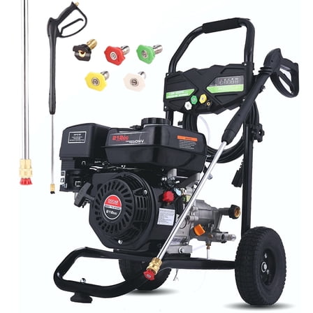 4200PSI Gas Pressure Washer, 4.0GPM Commercial Power Washer Gas Powered, 212cc 7.0 HP Engine, Includes 0.5L Soap Tank,5 QC Nozzles, 25’ Hose