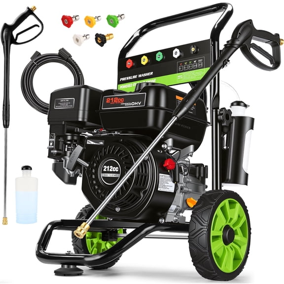 4200PSI Gas Pressure Washer 4.0GPM Gas Power Washer 212CC Gas Powered Washing Machine Commercial High Pressure Washer with 25ft Hose&5 Nozzles for Patio Garden Yard Vehicle,EPA/CARB/ETL
