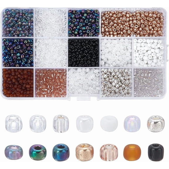 4200Pcs Colorful Glass Seed Beads 14 Colors 6/0 Bulk Small Craft Beads 4mm Decorative Mini Spacer Friendship Waist Beads