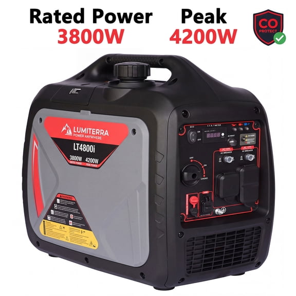 4200W Peak(3800W Rated) Portable Generator With CO Protector, Four Stroke, Silent Technology, Dual 120V AC Sockets, USB And Type-Cports, Reliable Power Support, Parallel Ready