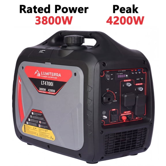 4200W Peak Power (3800W Rated Power Portable Generator, Four Stroke, Silent Technology, Suitable For Blizzard Hurricane Weather, Camping, Home RV Backup Power Dual 120V AC Sockets, USB And Type-Cport