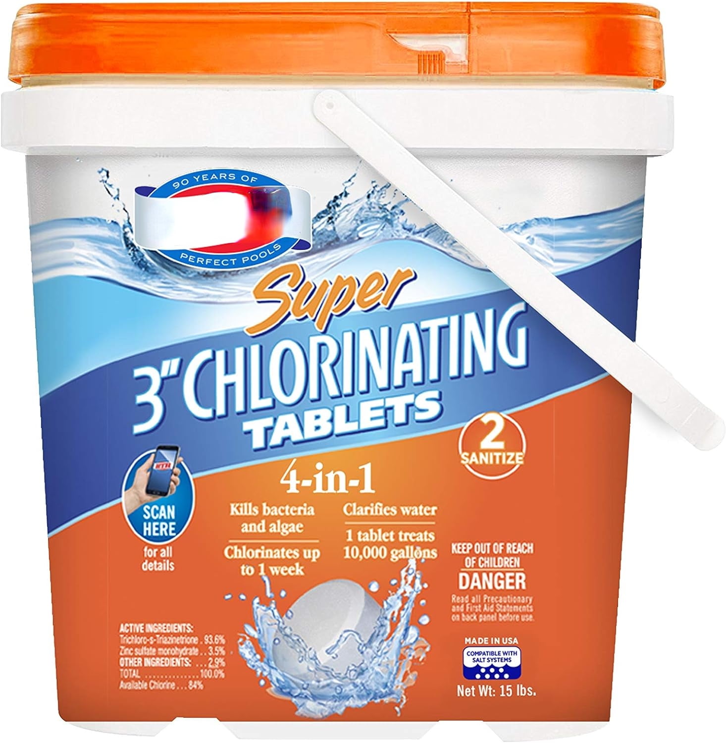 42038 Super 3" Chlorinating Tablets Swimming Pool Chlorine, 15 lbs