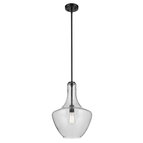 42046BKCS Kichler Lighting Everly - 1-Light Large Pendant with Transitional Style 19.75 Inches Tall by 13.75 Inches Wide-Black Finish-Clear Seeded